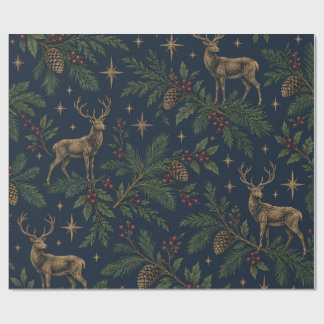 Papel de regalo de Navidad elegante con ciervos en
