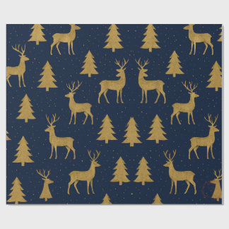 Papel de regalo de Navidad elegante de renos en az