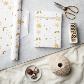 Papel de regalo de Navidad elegante en oro