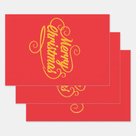 Papel de regalo de Navidad elegante - Rojo y V