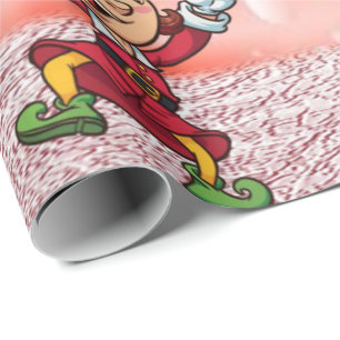 Papel de regalo de Navidad Elfo de menta Muñeco de