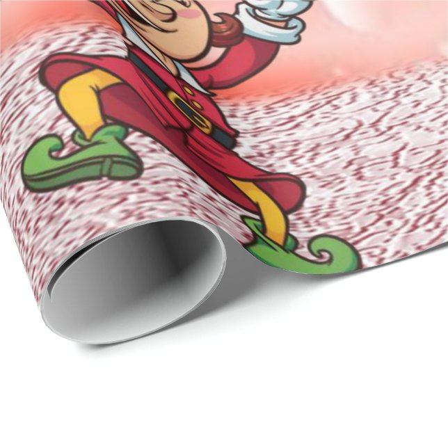 Papel de regalo de Navidad Elfo de menta Muñeco de (Esquina del rollo)