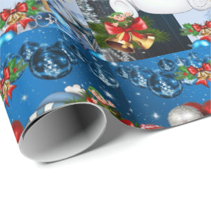 Papel de regalo de Navidad Elfo Muñeco de Nieve