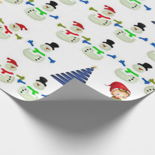 Papel de Regalo de Navidad Elfo Muñeco de Nieve