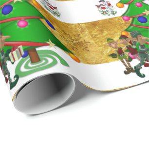 Papel de regalo de Navidad Elfo Muñeco de nieve
