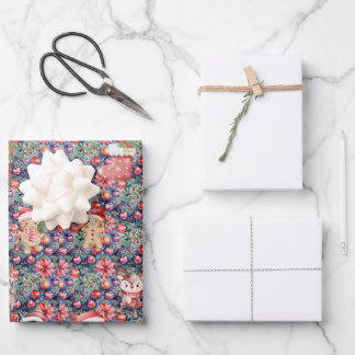 Papel de regalo de Navidad en acuarela adorable | 