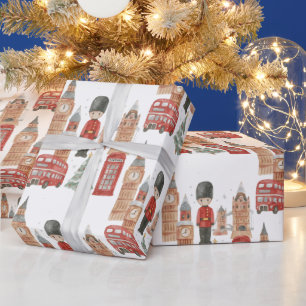 Papel de regalo de Navidad en acuarela en Londres