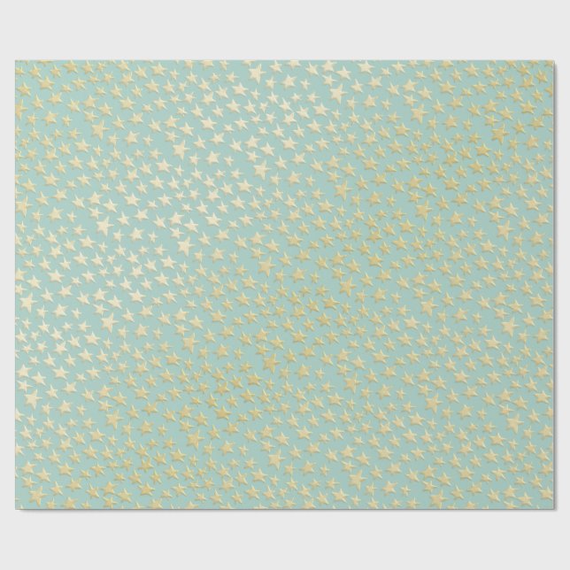 Papel de regalo de Navidad en Aqua y Verde con ace (Superficie plana)