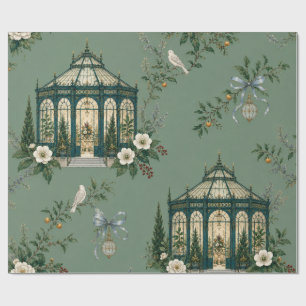 Papel de regalo de Navidad en celadón de la casa d