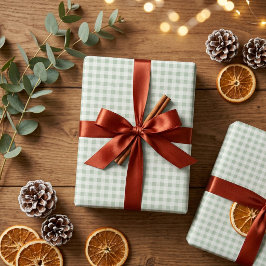 Papel de regalo de Navidad en cuadros verde salvia