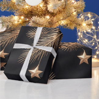 Papel de regalo de Navidad en oro negro de lujo |