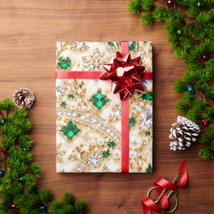 Papel de regalo de Navidad esmeralda de lujo