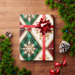 Papel de regalo de Navidad esmeralda rojo de lujo