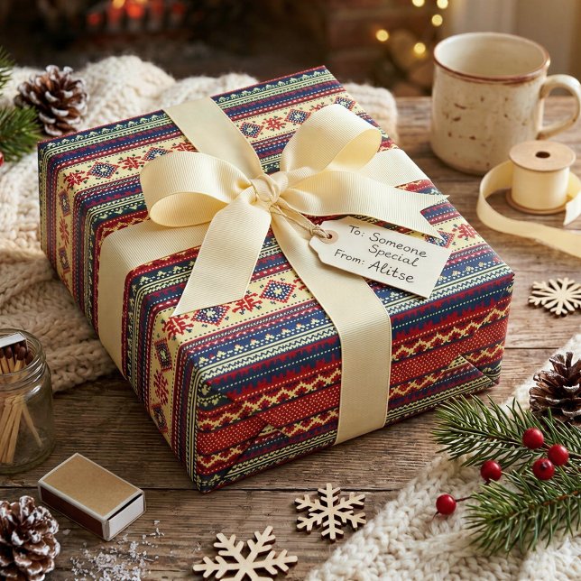 Papel de regalo de Navidad Fair Isle nórdico (Subido por el creador)