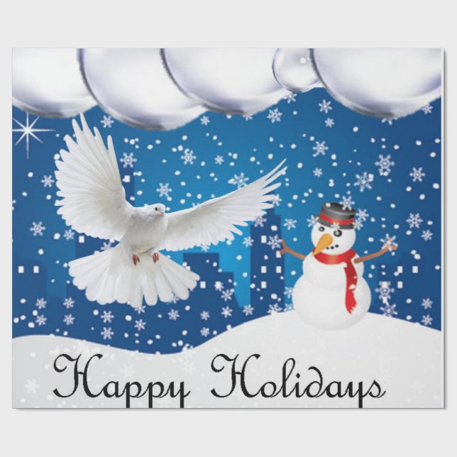 Papel de Regalo de Navidad Felices Fiestas (Superficie plana)