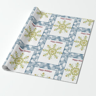 Papel de regalo de Navidad Felices Fiestas Copos d