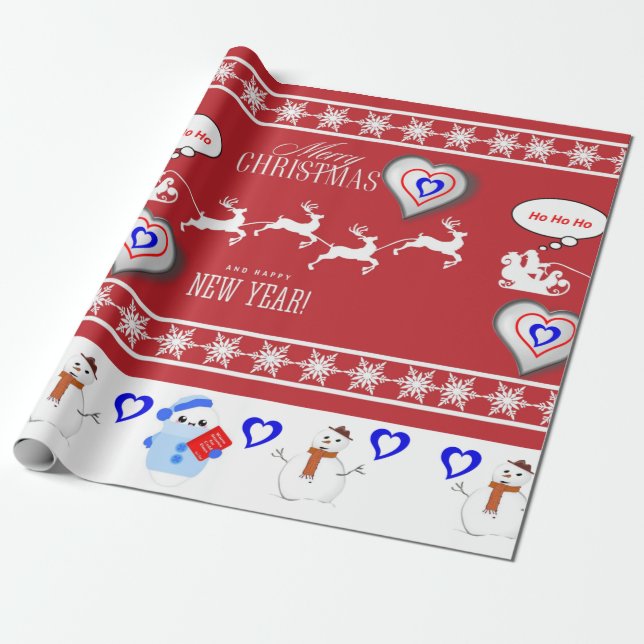 Papel de Regalo de Navidad Feliz Navidad Feliz Año (Desenrollado)