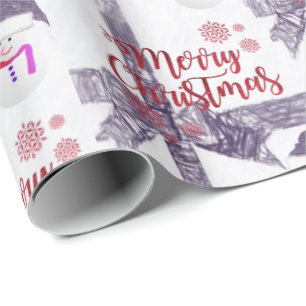 Papel de Regalo de Navidad Feliz Navidad Muñeco de