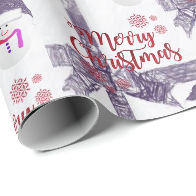 Papel de Regalo de Navidad Feliz Navidad Muñeco de (Esquina del rollo)
