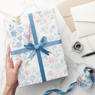 Papel de regalo de Navidad floral pastel suave