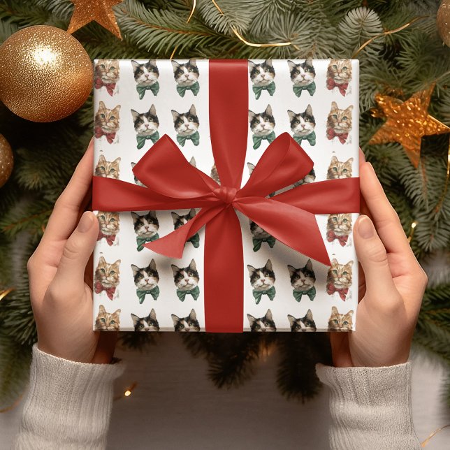 Papel de Regalo de Navidad Gatos Festivos (Subido por el creador)