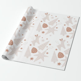 Papel de regalo de Navidad ilustrado marrón y blan