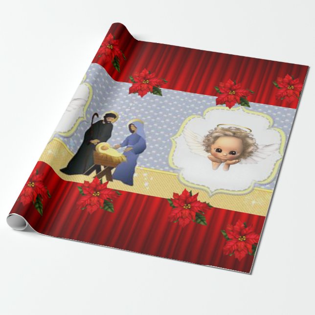 Papel de Regalo de Navidad Jesús Ángel (Desenrollado)