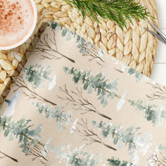 Papel de regalo de Navidad Kraft de bosque acuarel