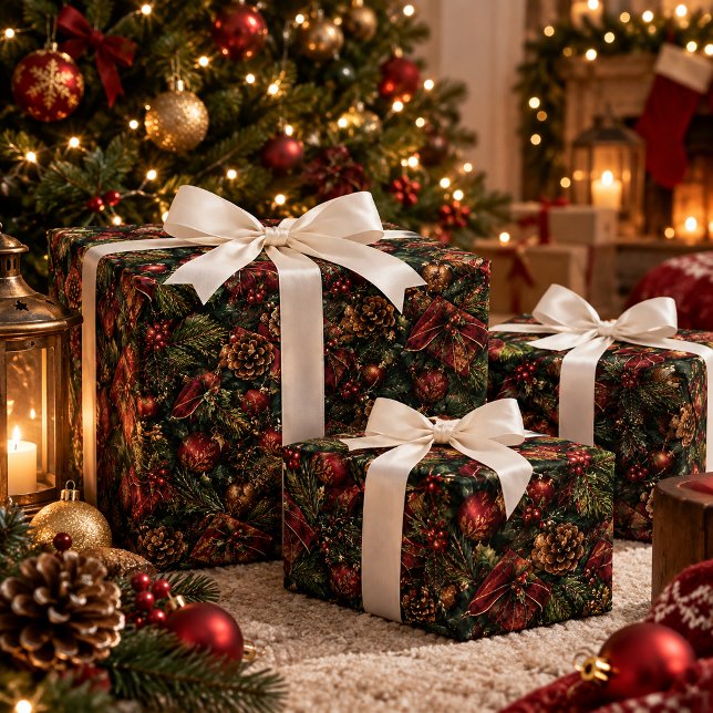 Papel de regalo de Navidad Kraft Estampado  (Kraft Christmas Gift Wrapping Paper Pattern)