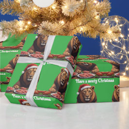 Papel de regalo de Navidad león carnívoro