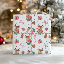 Papel de regalo de Navidad lindo con un cervatillo