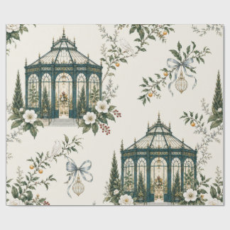 Papel de regalo de Navidad marfil Invernadero de j