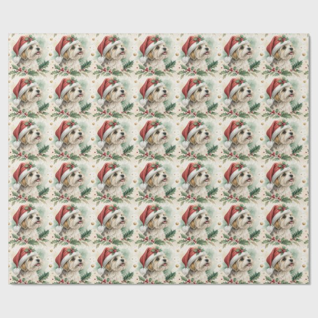 Papel de regalo de Navidad Morkie (Superficie plana)
