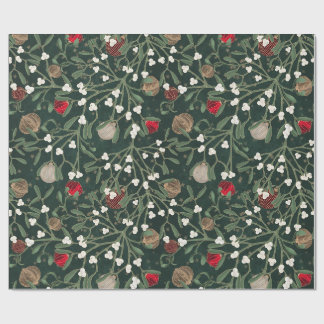 Papel de regalo de Navidad Muérdago verde y adorno