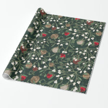 Papel de regalo de Navidad Muérdago verde y adorno