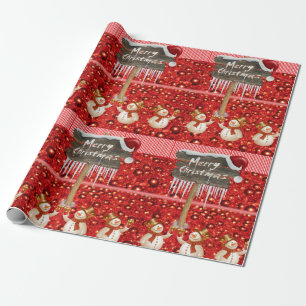 Papel de Regalo de Navidad Muñeco de Nieve