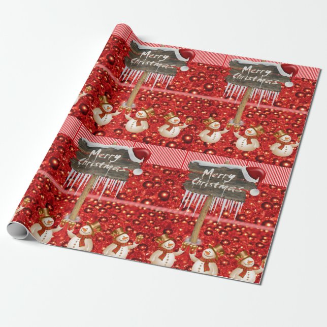 Papel de Regalo de Navidad Muñeco de Nieve (Desenrollado)