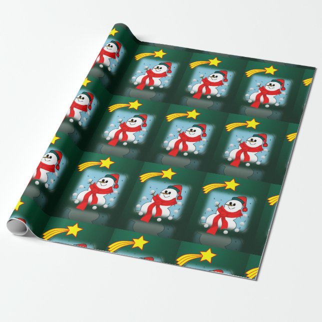 Papel de Regalo de Navidad Muñeco de Nieve (Desenrollado)