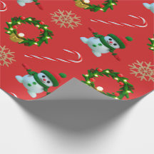 Papel de Regalo de Navidad Muñeco de Nieve Corona