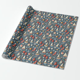 Papel de regalo de Navidad náutico