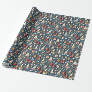 Papel de regalo de Navidad náutico 