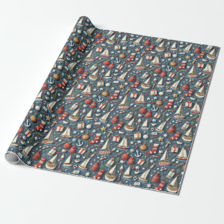 Papel de regalo de Navidad náutico