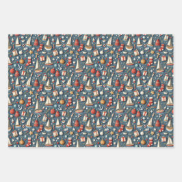 Papel de regalo de Navidad náutico