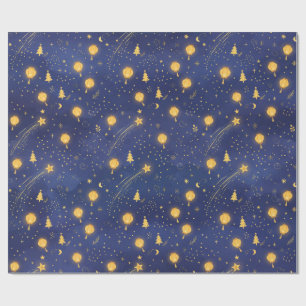 Papel de Regalo de Navidad Noche de Deseo Estrella