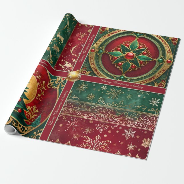 Papel de regalo de Navidad ornamentado con texto (Desenrollado)