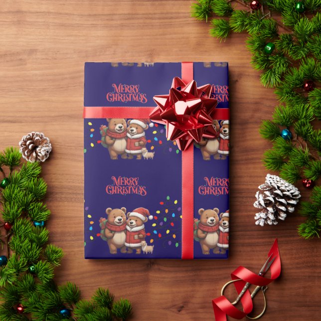 Papel de regalo de Navidad ositos lindos (Regalo de vacaciones)