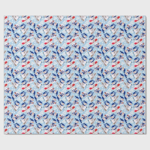 Papel de regalo de Navidad/Papa Noel Esquíando en