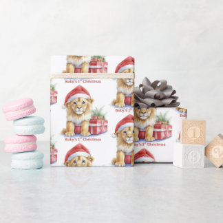 Papel de regalo de Navidad para bebé león