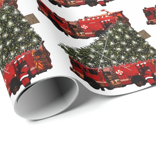 Papel de regalo de Navidad para bomberos (Esquina del rollo)
