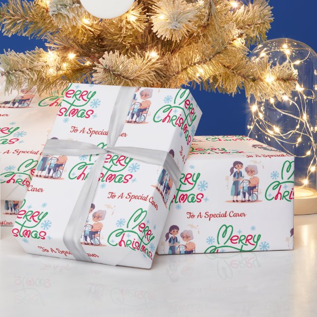 Papel de Regalo de Navidad para Cuidador Especial (Vacaciones)